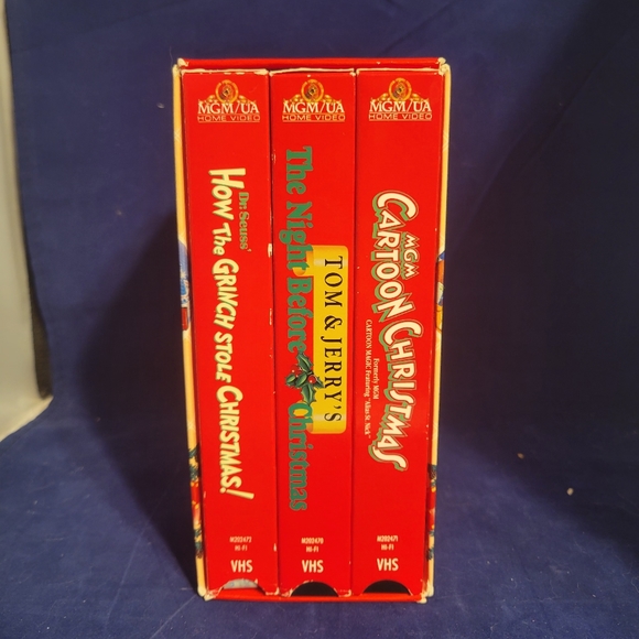Vintage VHS 3 Movie Box Set 1991 MGM Cartoon Christmas Tom & Jerry The Grinch - Picture 2 of 16